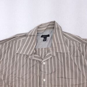 Van Heusen Short Sleeve Button Up Casual Shirt Adult Mens Size XL Brown Striped